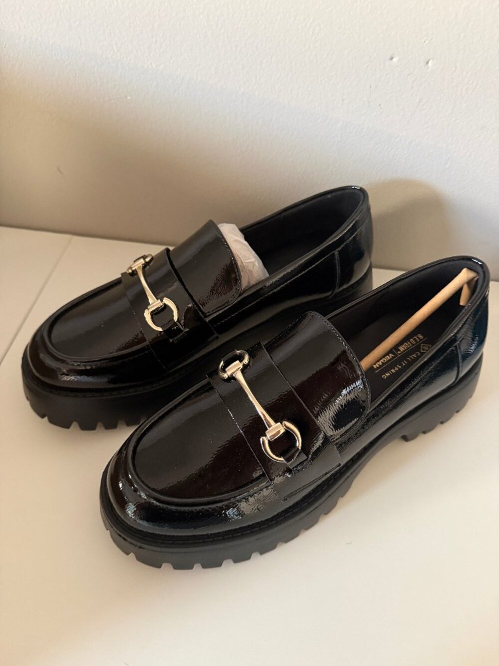 Call It Spring Clueless Black Lug Sole Loafers 8.5